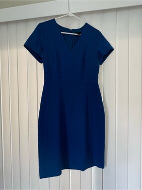J. Crew Navy V-Neck Short Sleeve Midi Dress